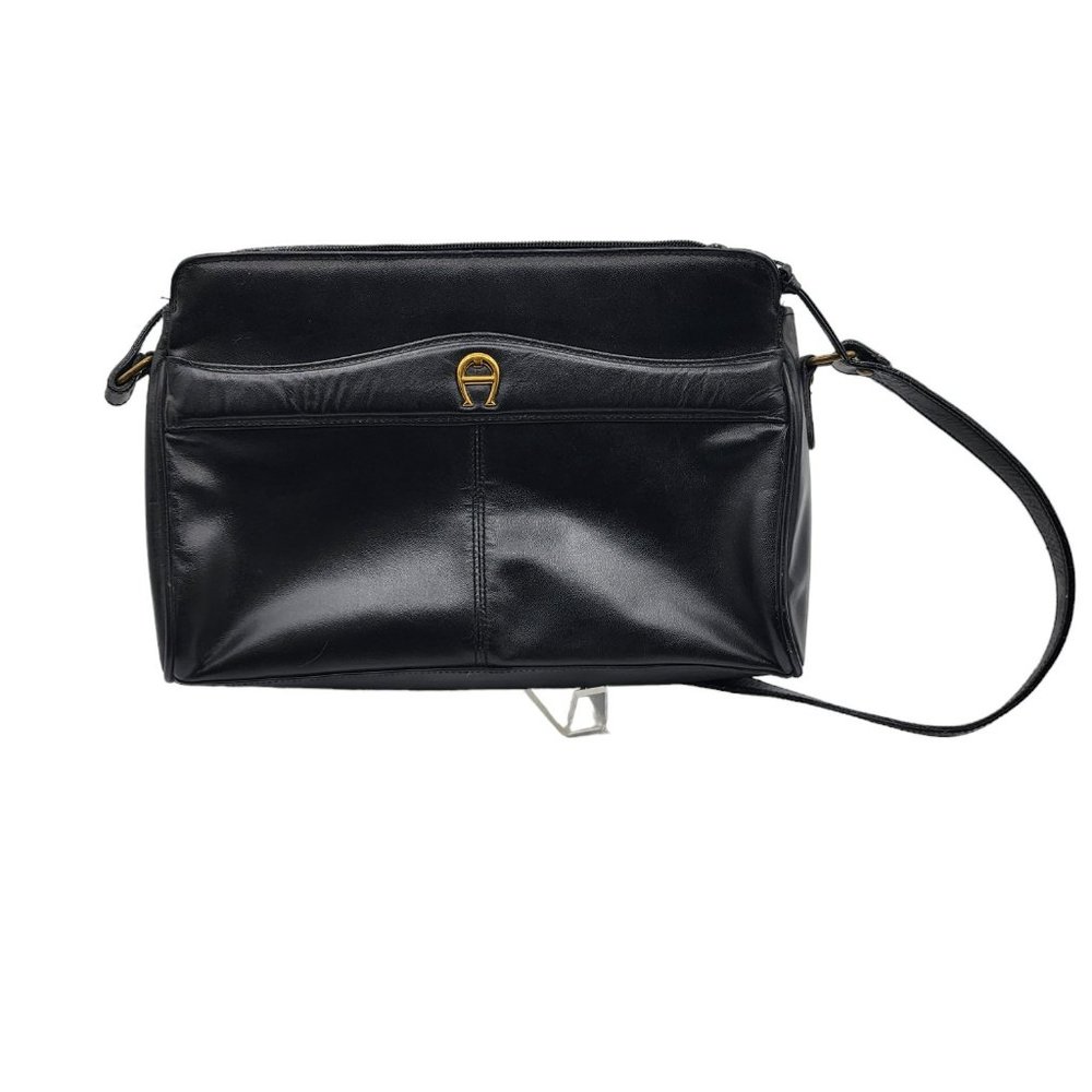 Leather Etienne Aigner Handbag Black Small Bag/Clutch Vintage /Purses